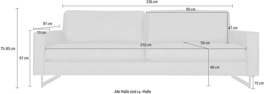 Places of Style 3-zitsbank Maxi-uitvoering Pinto 236 cm cord chenille leerlook - Foto 7