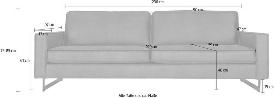 Places of Style 3-zitsbank Maxi-uitvoering Pinto 236 cm cord chenille leerlook - Foto 6