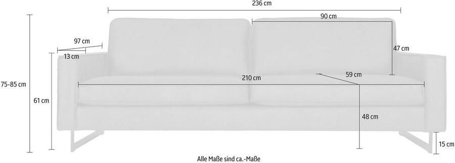 Places of Style 3-zitsbank Maxi-uitvoering Pinto 236 cm cord chenille leerlook - Foto 7