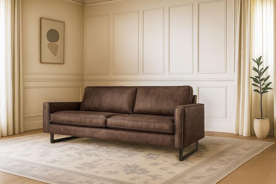 Places of Style 3-zitsbank Maxi-uitvoering Pinto 236 cm cord chenille leerlook - Foto 3