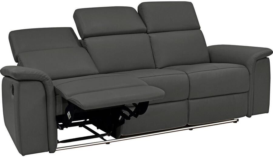 Home affaire 3-zitsbank Pareli 229 cm handmatige en elektrische relaxfunctie in 2 zits USB verstelbare hoofdsteun LED-verlichting in echt leer kunstleer geweven stof - Foto 4
