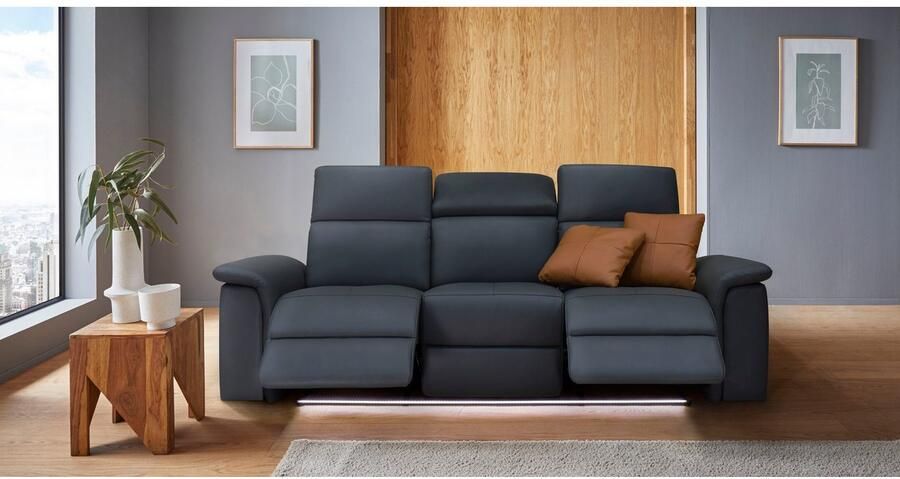 Home affaire 3-zitsbank Pareli 229 cm handmatige en elektrische relaxfunctie in 2 zits USB verstelbare hoofdsteun LED-verlichting in echt leer kunstleer geweven stof - Foto 6