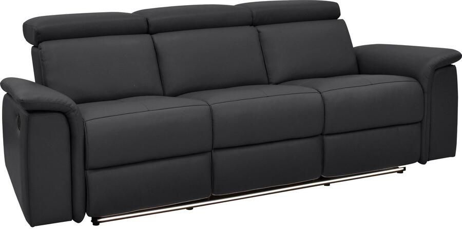 Home affaire 3-zitsbank Pareli 229 cm handmatige en elektrische relaxfunctie in 2 zits USB verstelbare hoofdsteun LED-verlichting in echt leer kunstleer geweven stof - Foto 9
