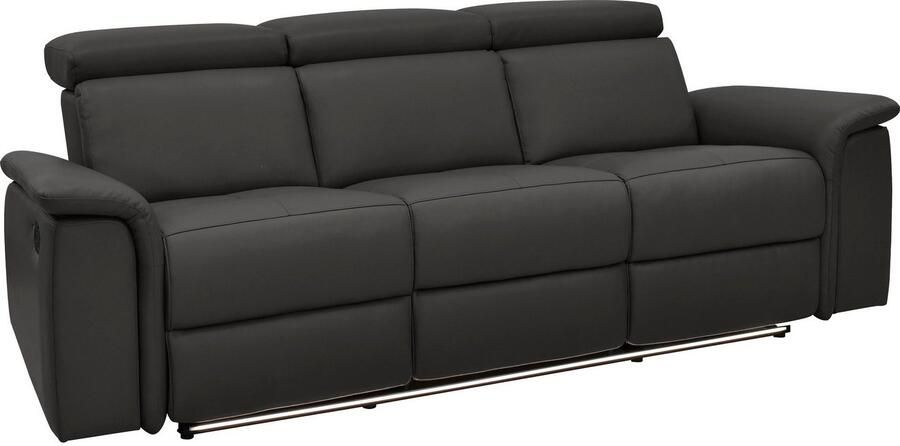 Home affaire 3-zitsbank Pareli 229 cm handmatige en elektrische relaxfunctie in 2 zits USB verstelbare hoofdsteun LED-verlichting in echt leer kunstleer geweven stof - Foto 7