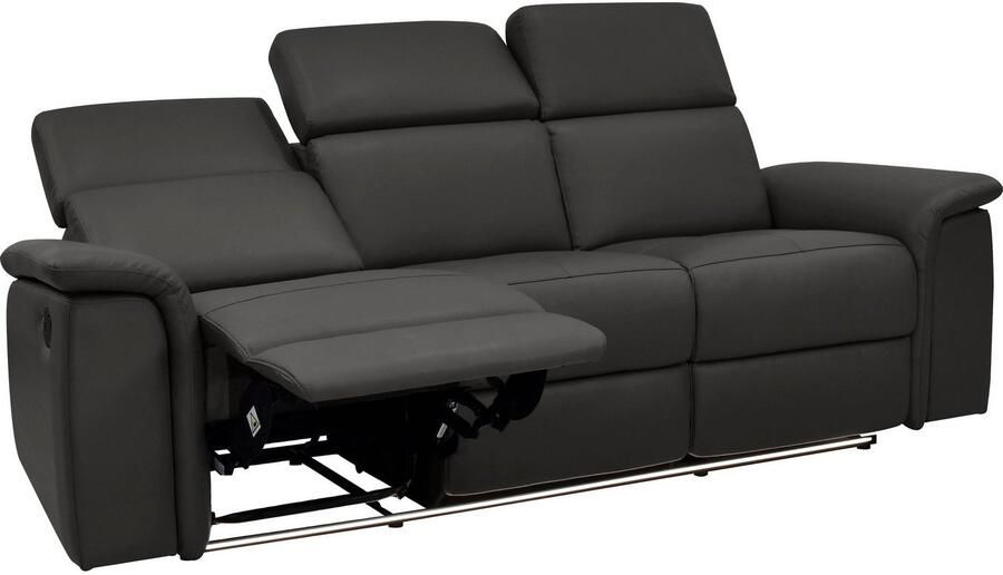Home affaire 3-zitsbank Pareli 229 cm handmatige en elektrische relaxfunctie in 2 zits USB verstelbare hoofdsteun LED-verlichting in echt leer kunstleer geweven stof - Foto 4