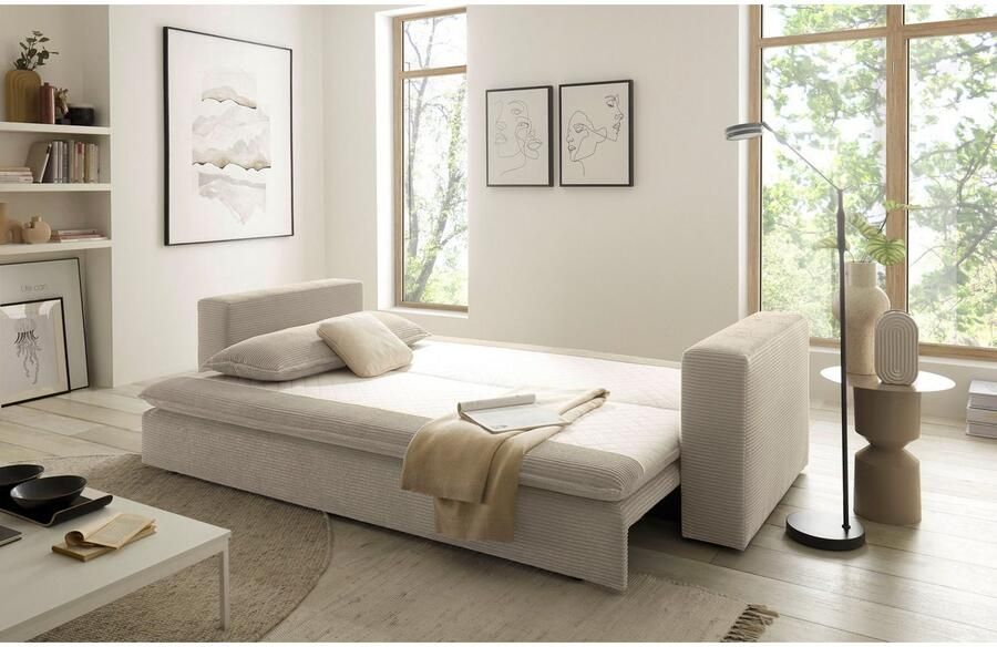 Home affaire 3-zitsbank PIAGGE Cord-bekleding met slaapfunctie en bedkist met praktische topmatras - Foto 5