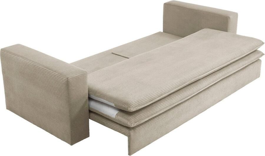 Home affaire 3-zitsbank PIAGGE Cord-bekleding met slaapfunctie en bedkist met praktische topmatras - Foto 10