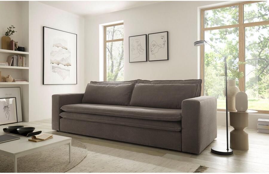 Home affaire 3-zitsbank PIAGGE Cord-bekleding met slaapfunctie en bedkist met praktische topmatras - Foto 7