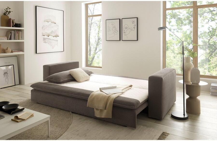 Home affaire 3-zitsbank PIAGGE Cord-bekleding met slaapfunctie en bedkist met praktische topmatras - Foto 5