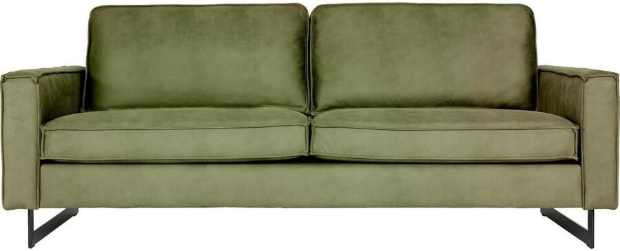 Places of Style 3-zitsbank Pinto 206 cm cord chenille leerlook met keder zwarte metalen voeten golfondersteuning - Foto 7