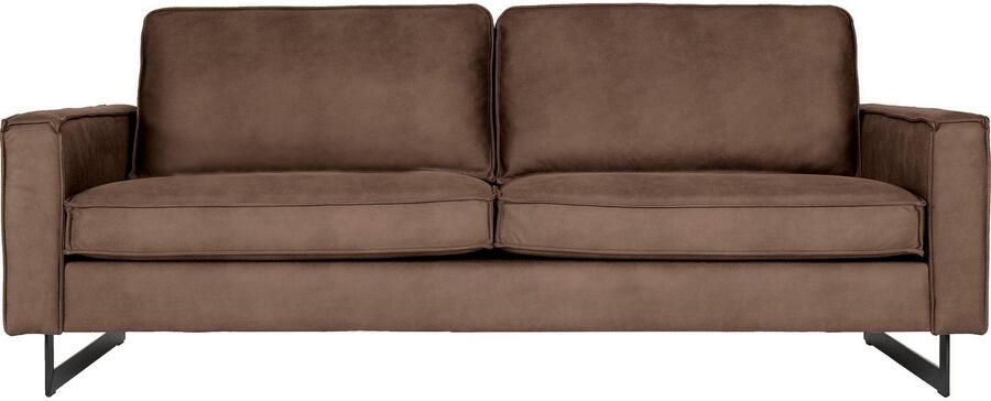 Places of Style 3-zitsbank Pinto 206 cm cord chenille leerlook met keder zwarte metalen voeten golfondersteuning - Foto 7