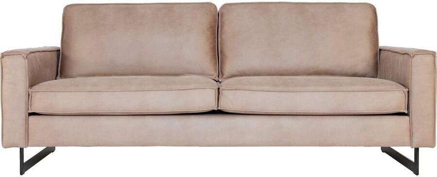 Places of Style 3-zitsbank Pinto 206 cm cord chenille leerlook met keder zwarte metalen voeten golfondersteuning - Foto 7