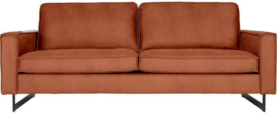 Places of Style 3-zitsbank Pinto 206 cm cord chenille leerlook met keder zwarte metalen voeten golfondersteuning - Foto 7