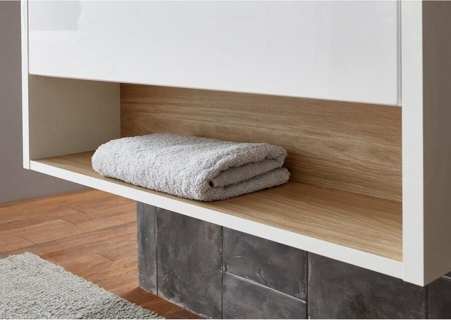 Places of Style Badkamerserie Studio Line bad in modern ontwerp 4-delig badkamer Kast wastafel en spiegel in twee kleuren beschikbaar opbergruimte (4-delig) - Foto 8