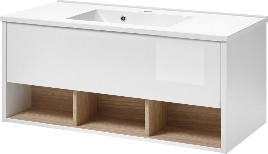 Places of Style Badkamerserie Studio Line bad in modern ontwerp 4-delig badkamer Kast wastafel en spiegel in twee kleuren beschikbaar opbergruimte (4-delig) - Foto 13