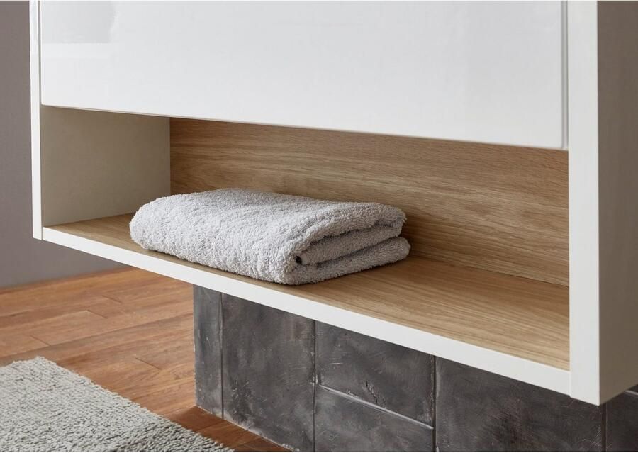 Places of Style Badkamerserie Studio Line bad in modern ontwerp 3-delig badkamer Kast wastafel en spiegel in twee kleuren beschikbaar opbergruimte (3-delig) - Foto 7