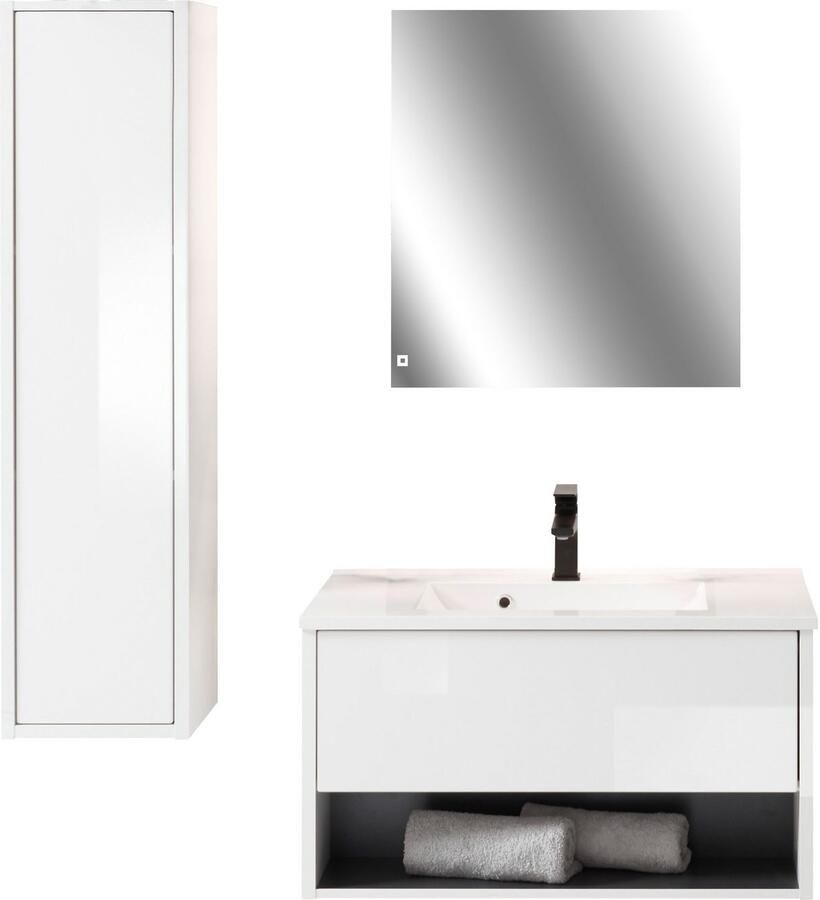 Places of Style Badkamerserie Studio Line bad in modern ontwerp 3-delig badkamer Kast wastafel en spiegel in twee kleuren beschikbaar opbergruimte (3-delig) - Foto 3