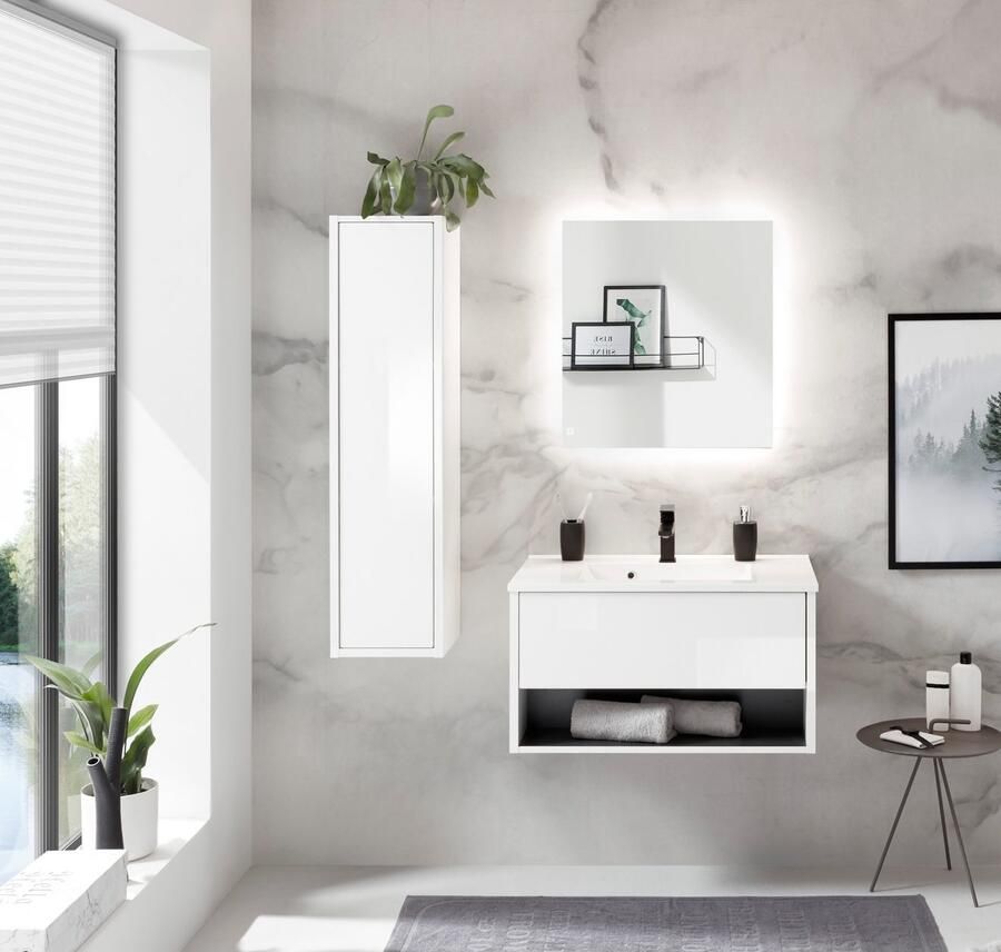 Places of Style Badkamerserie Studio Line bad in modern ontwerp 3-delig badkamer Kast wastafel en spiegel in twee kleuren beschikbaar opbergruimte (3-delig) - Foto 2