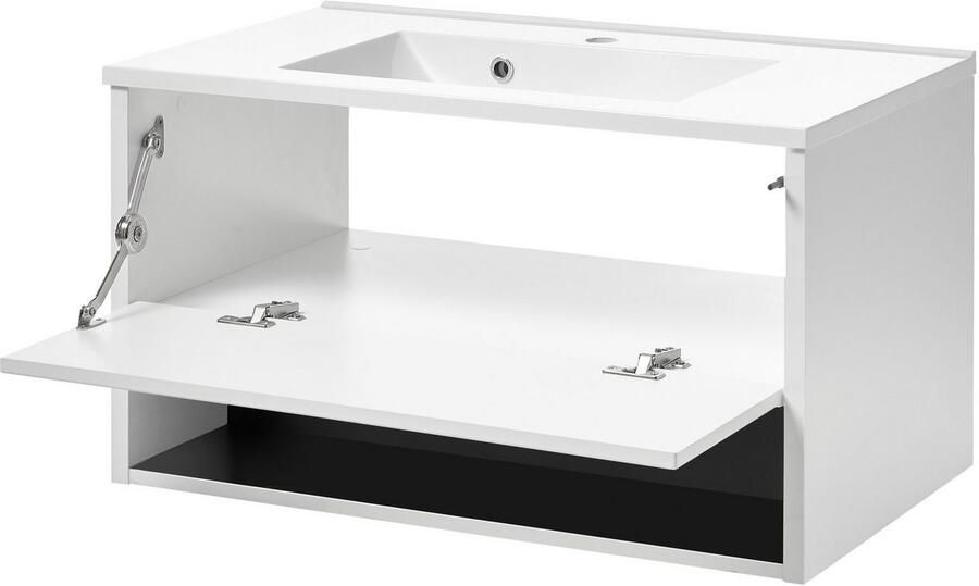 Places of Style Badkamerserie Studio Line bad in modern ontwerp 3-delig badkamer Kast wastafel en spiegel in twee kleuren beschikbaar opbergruimte (3-delig) - Foto 12