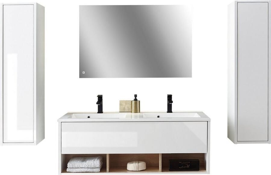Places of Style Badkamerserie Studio Line bad in modern ontwerp 4-delig badkamer Kast wastafel en spiegel in twee kleuren beschikbaar opbergruimte (4-delig) - Foto 12