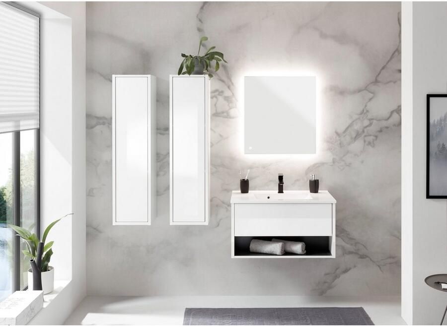 Places of Style Badkamerserie Studio Line bad in modern ontwerp 4-delig badkamer Kast wastafel en spiegel in twee kleuren beschikbaar opbergruimte (4-delig) - Foto 7