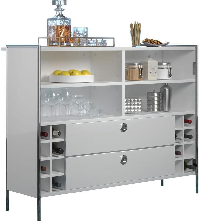 Places of Style Bartafel Imperia Mobiele bar met chroomframe veel opbergruimte (B D H) 140 48 109 cm - Foto 3