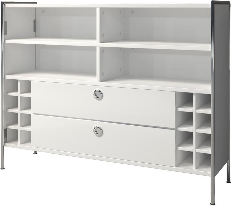 Places of Style Bartafel Imperia Mobiele bar met chroomframe veel opbergruimte (B D H) 140 48 109 cm - Foto 5