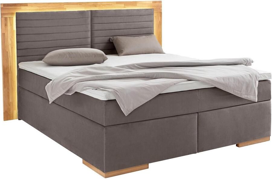 Places of Style Boxspring Cup met ledverlichting massief houten lijst en topmatras in 2 hardheden - Foto 3