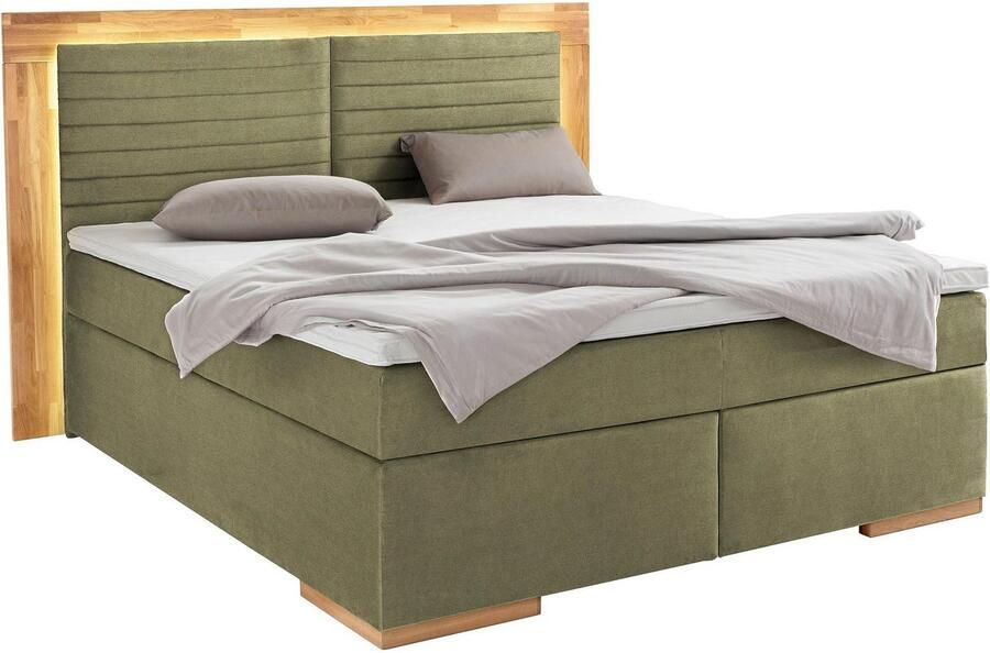 Places of Style Boxspring Cup met ledverlichting massief houten lijst en topmatras in 2 hardheden - Foto 3
