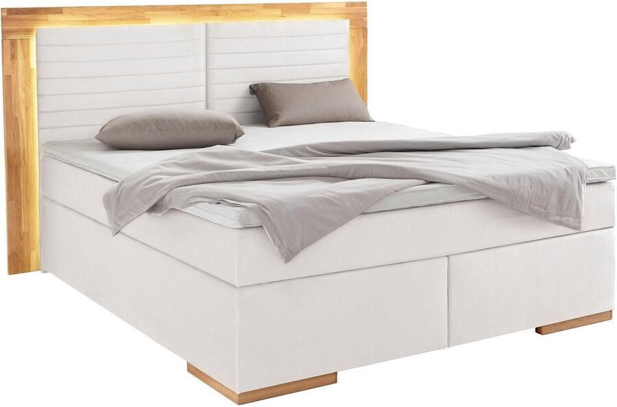 Places of Style Boxspring Cup met ledverlichting massief houten lijst en topmatras in 2 hardheden - Foto 4