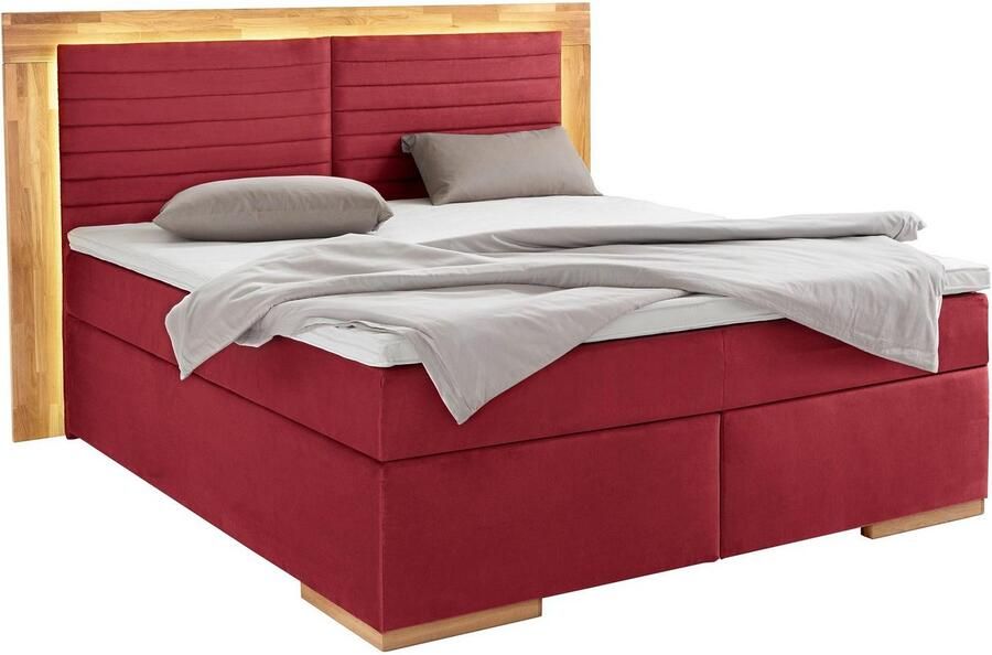 Places of Style Boxspring Cup met ledverlichting massief houten lijst en topmatras in 2 hardheden - Foto 3