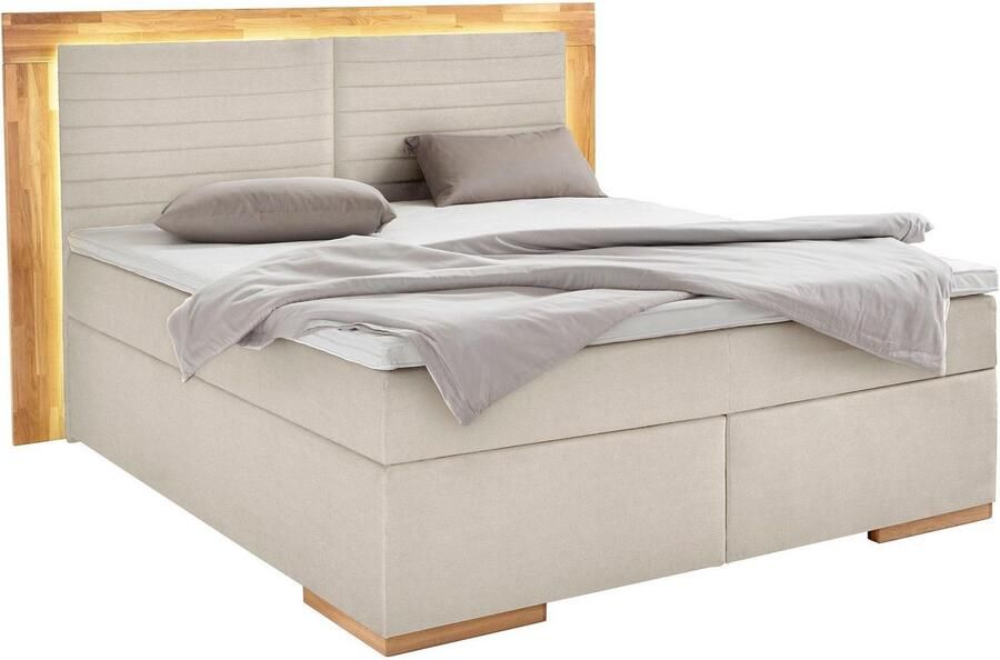 Places of Style Boxspring Cup met ledverlichting massief houten lijst en topmatras in 2 hardheden - Foto 4