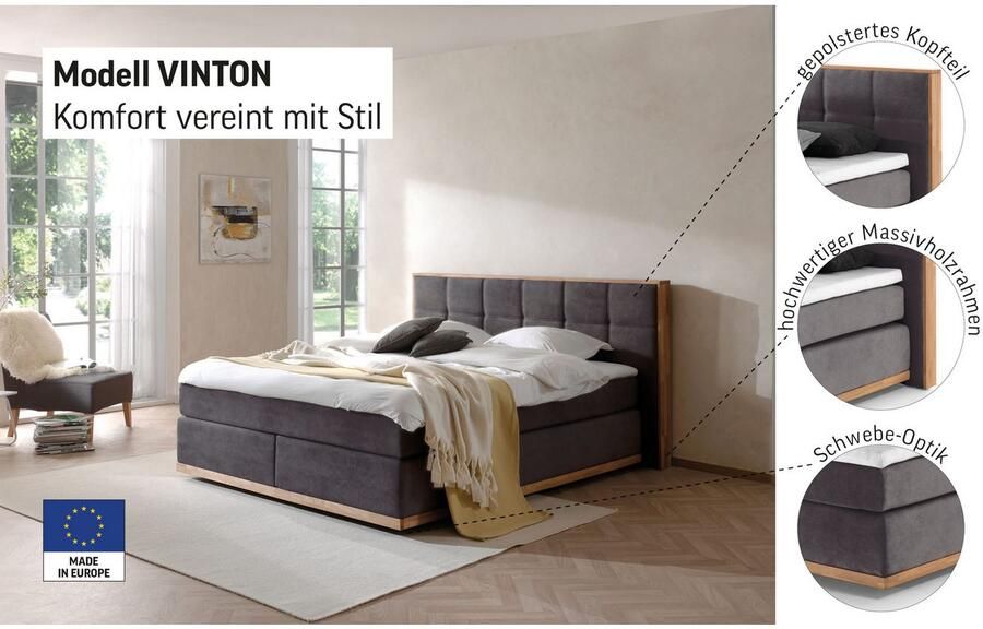 Places of Style Boxspring Vinton van massief eiken verschillende hardheden (ook h4) (5-delig) - Foto 2