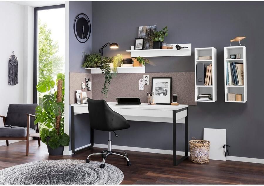 Places of Style Bureau Moid Computertafel in modern design Breedte 120 140 160 cm met metalen poten & lade - Foto 6