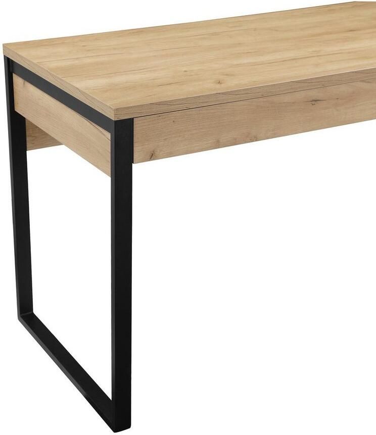 Places of Style Bureau Moid Computertafel in modern design Breedte 120 140 160 cm met metalen poten & lade