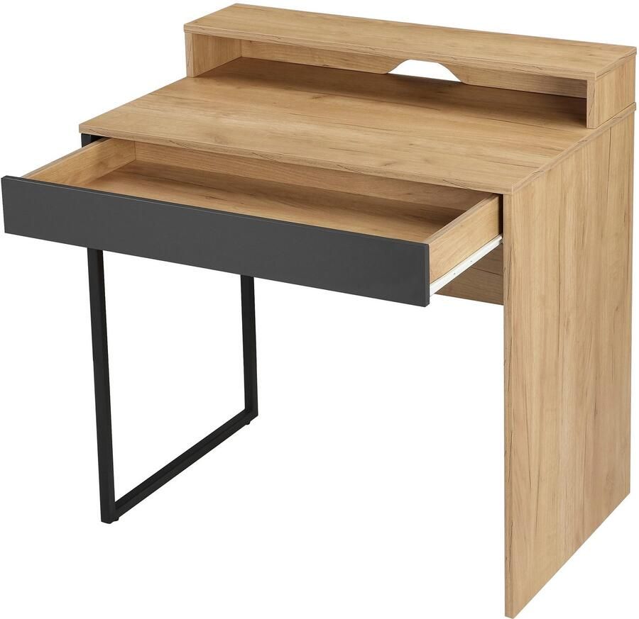 Places of Style Bureau Moid computertafel in modern design Breedte 80 cm met lade kabeldoorvoer & metalen voet