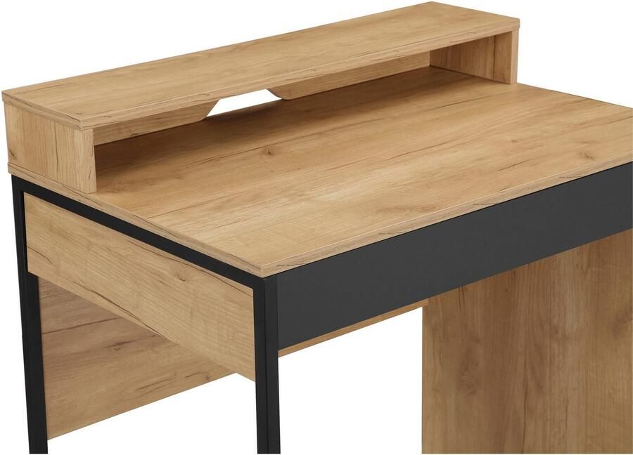 Places of Style Bureau Moid computertafel in modern design Breedte 80 cm met lade kabeldoorvoer & metalen voet - Foto 3