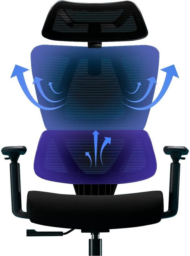 Places of Style Bureaustoel Andora moderne ergonomische bureaustoel verstelbare armleuning & hoofdsteun lendensteun - Foto 9