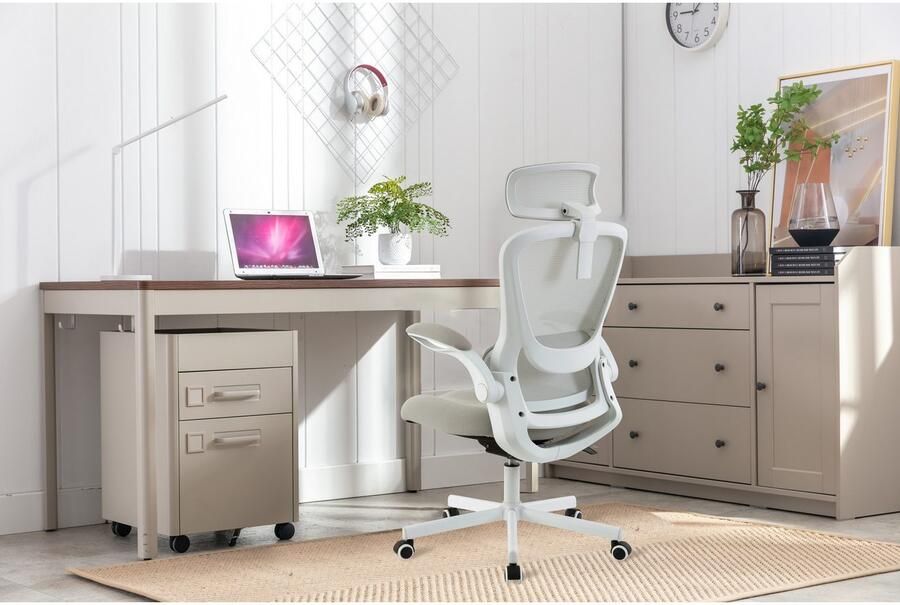 Places of Style Bureaustoel SACILE met lendensteun ademend klapbare armleuningen - Foto 4