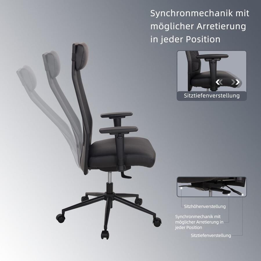 Places of Style Bureaustoel SERRIA 3-d armleuningen zitdiepte- en hoogteverstelling neksteun (1 stuk) - Foto 2