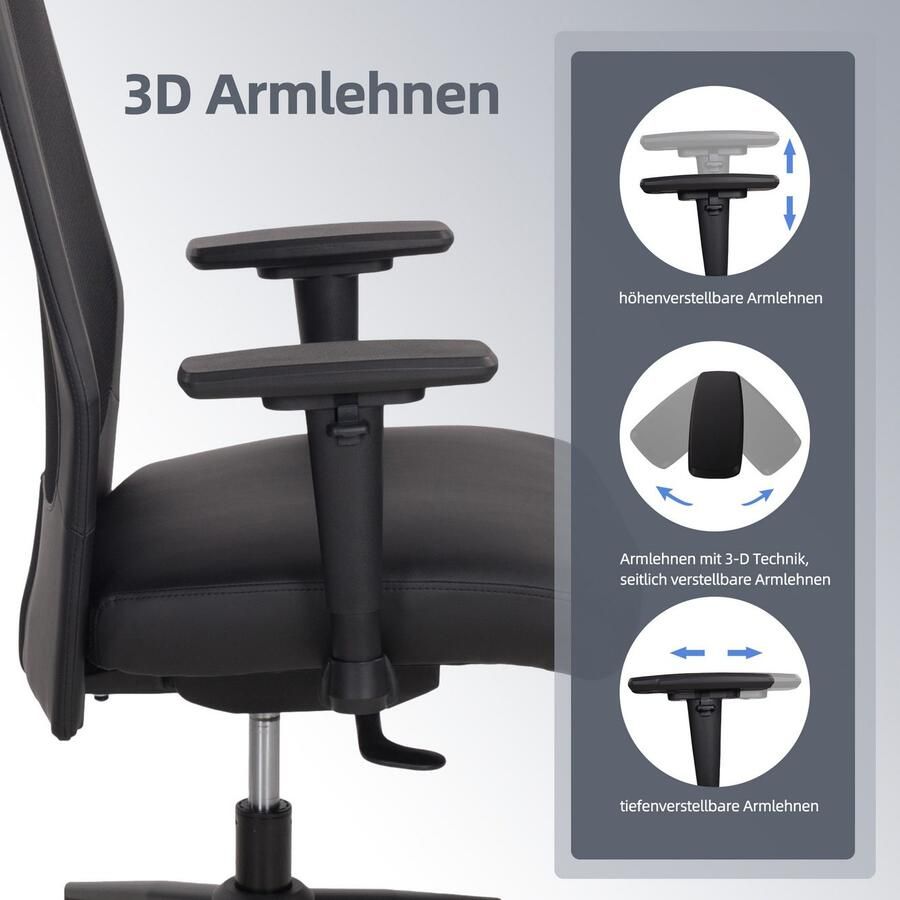 Places of Style Bureaustoel SERRIA 3-d armleuningen zitdiepte- en hoogteverstelling neksteun (1 stuk) - Foto 3