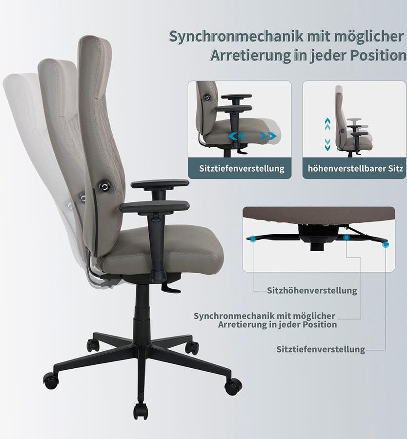 Places of Style Bureaustoel TEOR 3-d armleuningen zitdiepte- en hoogteverstelling lendensteun (1 stuk) - Foto 8