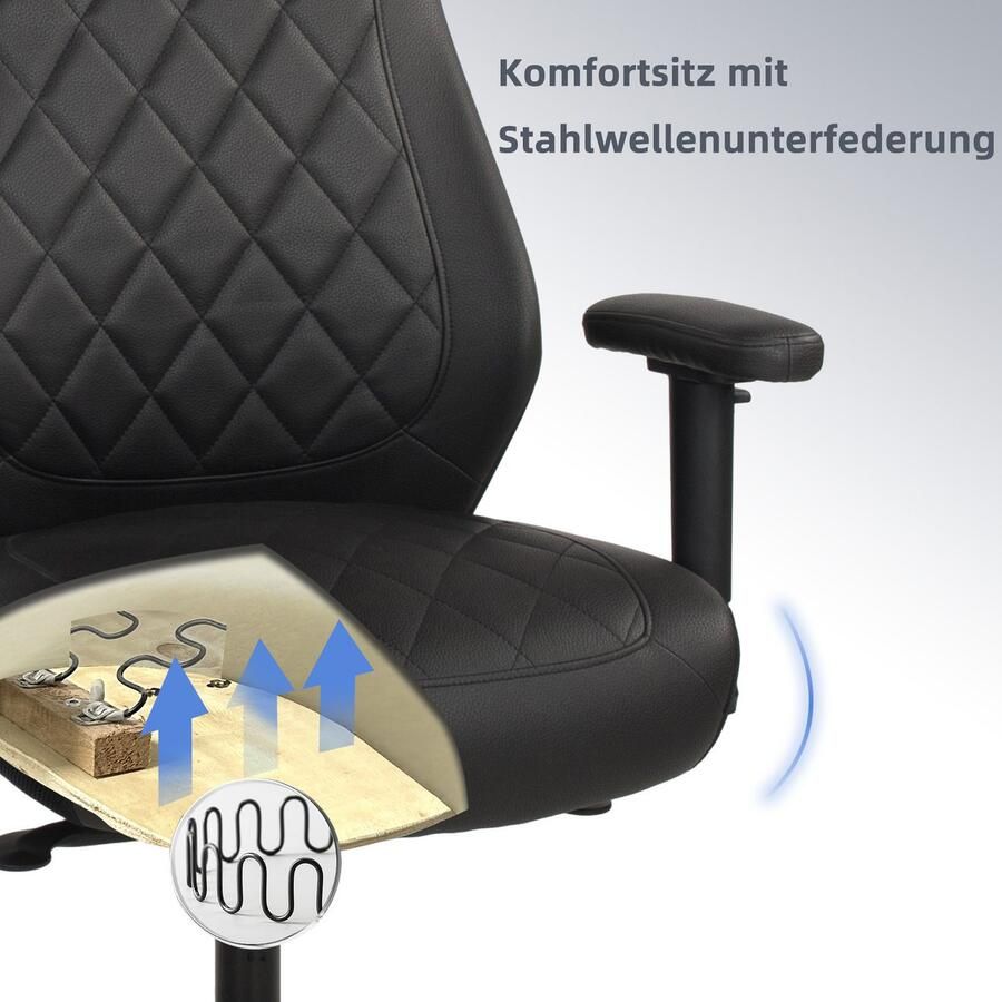 Places of Style Bureaustoel TURSI 2-d armleuningen zitdiepte- en hoogteverstelling lederlook-microvezel (1 stuk)