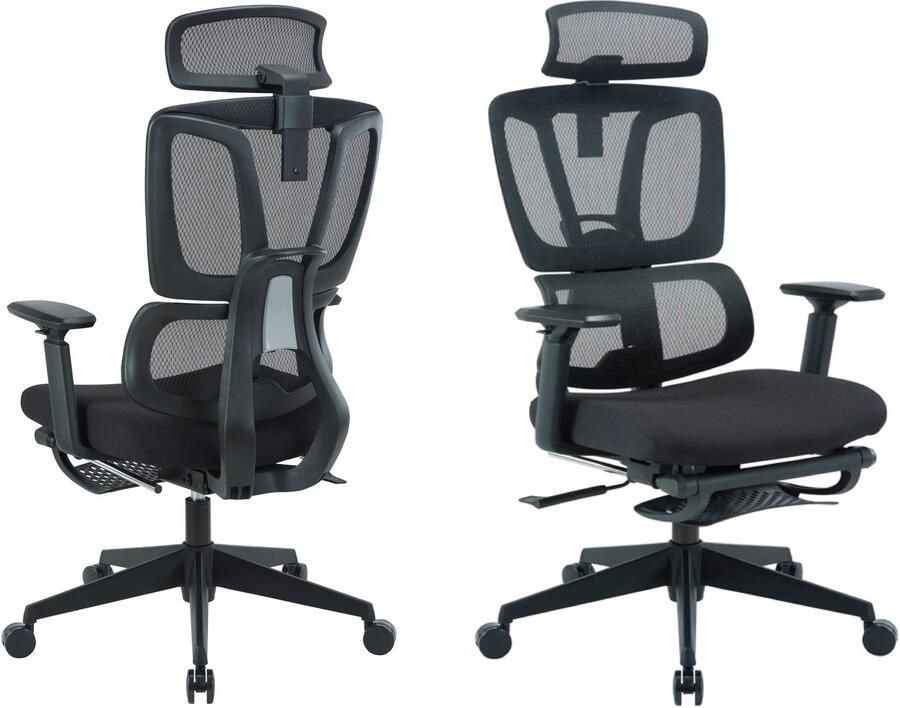 Places of Style Bureaustoel ZELLINA met lendensteun ademende zitting uitschuifbaar voetstuk - Foto 5