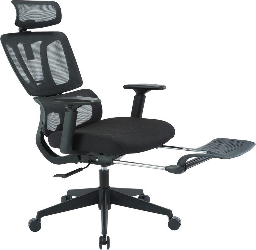 Places of Style Bureaustoel ZELLINA met lendensteun ademende zitting uitschuifbaar voetstuk