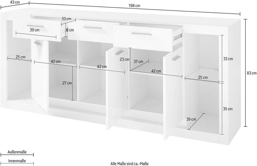 Places of Style Dressoir MERAN Breedte ca. 198 cm - Foto 4