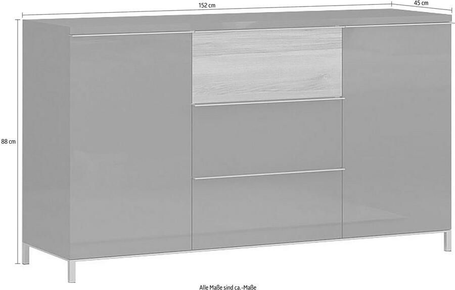 Places of Style Dressoir Onyx Kommode mit 3 Schubladen und 2 Türen UV Lackierung Hochglanz UV gelakt met soft close-functie - Foto 2