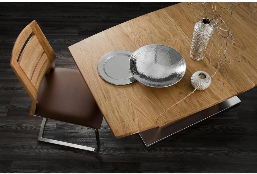 Places of Style Vrijdragende stoel Pisa gecombineerd met massief wildeiken (set van 2) - Foto 2