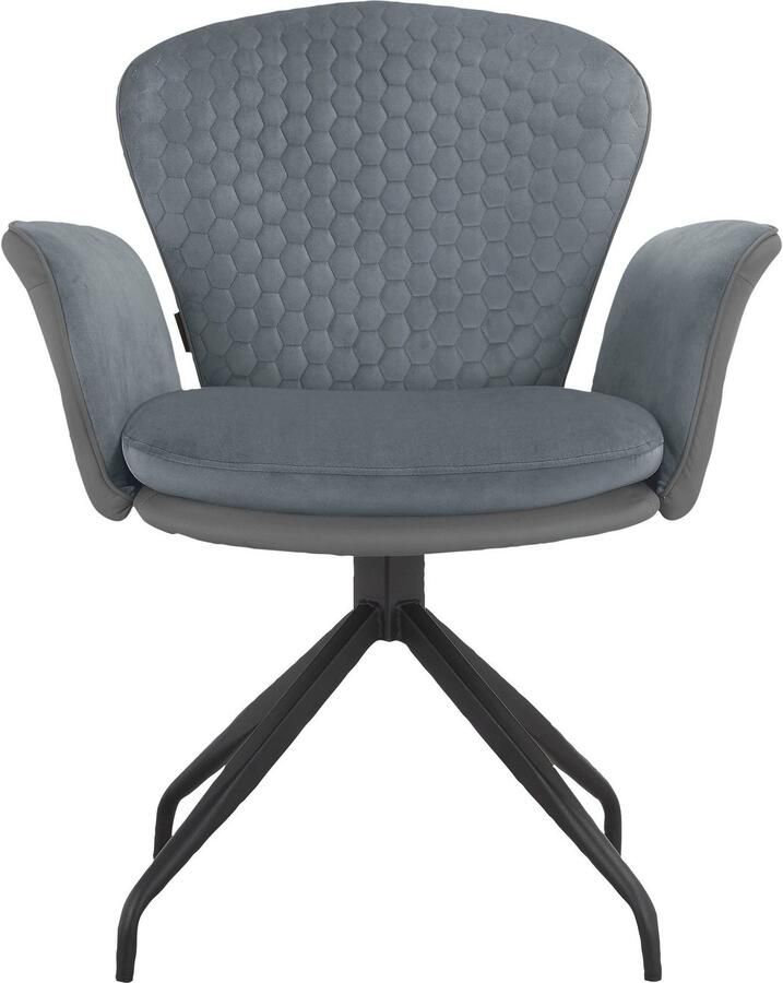 Places of Style Eetkamerstoel Leonidas Zacht verdikte zitting en rugleuning zitoppervlak in veloursstof zithoogte 47 cm (2 stuks) - Foto 5