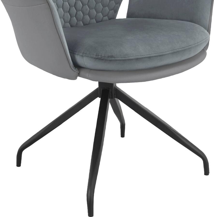 Places of Style Eetkamerstoel Leonidas Zacht verdikte zitting en rugleuning zitoppervlak in veloursstof zithoogte 47 cm (2 stuks) - Foto 3